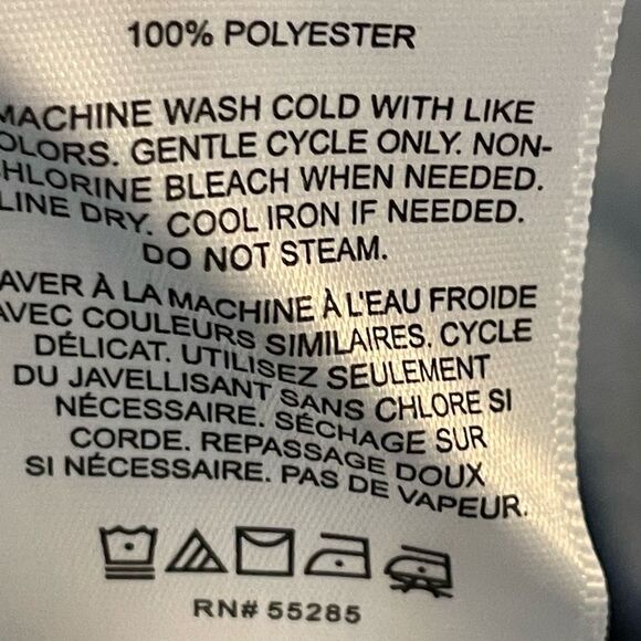 Express Satin Surplice Blouse Blue Cropped Dolman Long Sleeve V-Neck Top Sz XS - Picture 8 of 8